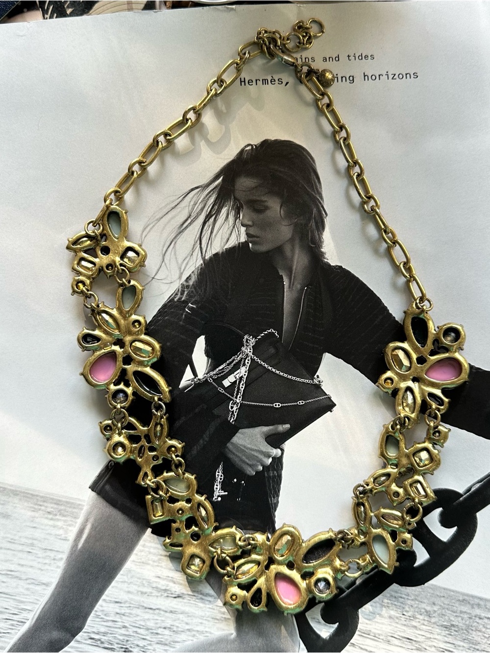 J. Crew Statement Multicolor Purple, Grey, navy Blue Crystal Necklace - Picture 6 of 7